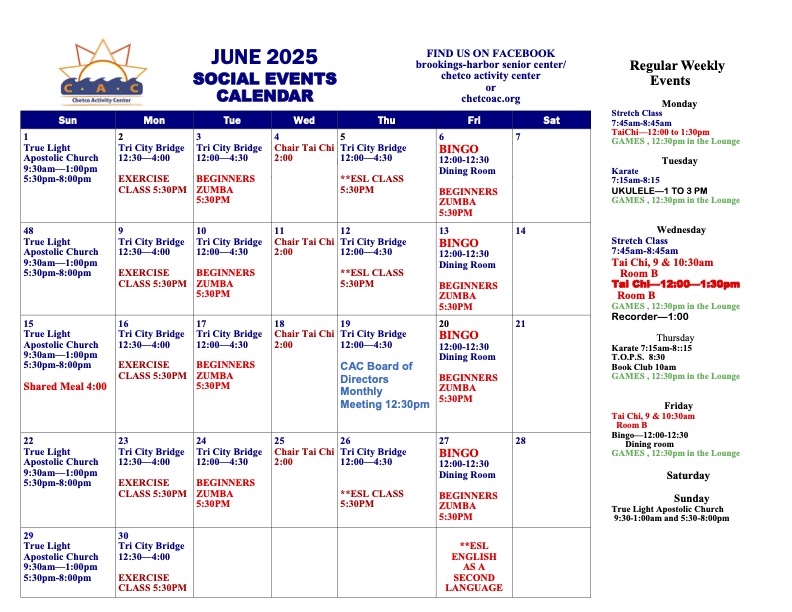 June Calendar of Events